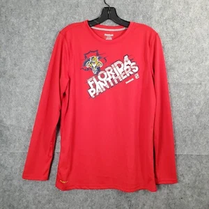 Florida Panthers Shirt Youth Size XL Playdry Reebok NHL Hockey Red Long Sleeve - Picture 1 of 16