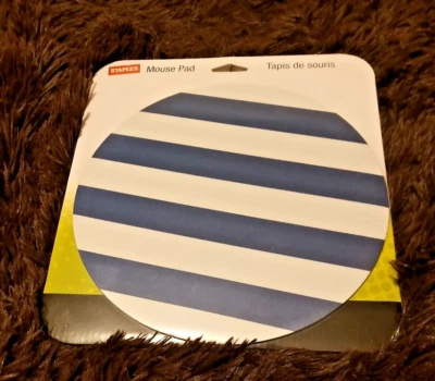 staples round mouse pad Blue and White - Image 1 of 3