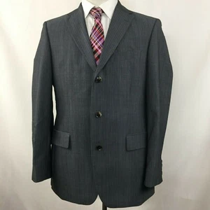 Hugo Boss Mens 42R Gray White Pinstripes 100% Wool Sport Blazer Suit Jacket - Picture 1 of 9