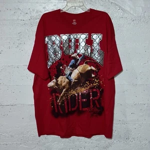 PBR T-Shirt Men's 2XL Red Silver Professional Bull Riders Logo Graphic T Hanes - Picture 1 of 7