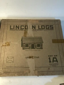 Antique Lincoln Logs Set No. 1A W/Design Book - Picture 1 of 20