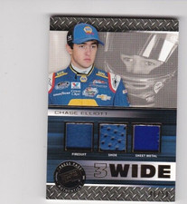 2015 Press Pass 3 Wide Chase Elliott Firesuit Shoe Sheet Metal #46/50 Rookie
