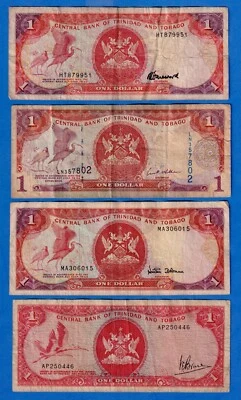 TRINIDAD AND TOBAGO Combo $1 x 4 - P-30a, 36c,d & 46-  4 Circulated Notes TT#06 - Image 1 of 3