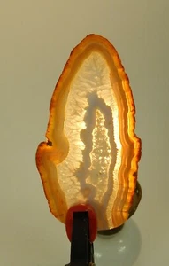 Agate Slab Amber/White Ice/Brown 4" x 2" - Picture 1 of 6
