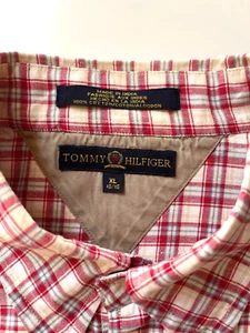 Vintage Tommy Hilfiger Logo Long Sleeve Button Down Shirt Men's XL Plaid Red - Picture 1 of 11