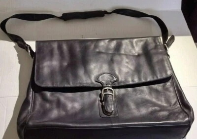 Maletín mensajero de cuero negro resistente a la intemperie Lodis para hombre bolso para computadora portátil usado en excelente estado Foto 1 de 4