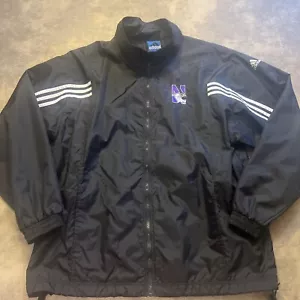 Northwestern Wildcats Jacket adidas Men's XL Black Full-Zip Windbreaker y2ks Tag - Picture 1 of 12