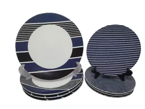 (8) Nautica Knots Bay Navy Blue Plates (4) Dinner 10.75in (4) Salad 8.25in - Picture 1 of 7