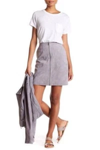 Vero Moda Real Leather Suede Frost Grey Skirt RRP £60 - Picture 1 of 2