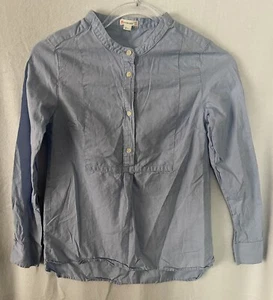 Crewcuts Shirt Girls 12 Blue Blouse Top Long Sleeve Half Button Down Mandarin - Picture 1 of 7