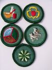 Girl Scout Intermediate Badges: Light Green Cheesecloth Backing - Lot of 5 (#6)