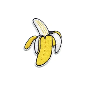 Peeled Banana Fruit Yellow Embroidered Iron On Patch DIY Applique - Picture 1 of 2