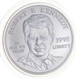 Unc  1998 Robert F. Kennedy - US Commemorative 90% Silver Dollar - Picture 1 of 2