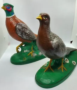 Holland Mold 1960s Ceramic Pheasant Pair Figurines Rooster 13”L Hen 12”L. EUC - Picture 1 of 12
