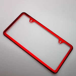 Red Stainless Steel 2 Hole Slim License Frame Fiat Honda Toyota Audi Subaru - Picture 1 of 12