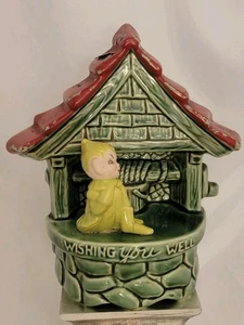 Cerámica Gilner Pixie Elf Deseándote Bien Plantador Verde EE. UU. Cerámica Mediados de Siglo  - Imagen 1 de 24
