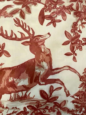POTTERY BARN ALPINE TOILE STAG DEER FOREST TREE 100% COTTON QUEEN DUVET COVER - Image 1 of 4