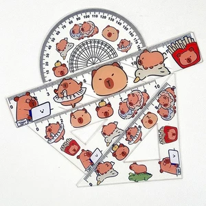 4PCS/1Set Cute Cartoon Capybara Rulers Set Drawing Tools Student School Supplies - Afbeelding 1 van 25