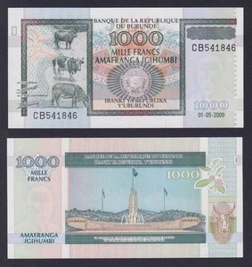 Banconota Burundi 1000 francs 2009 P.-46 FDS/UNC - Imagen 1 de 1