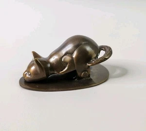 Clip de papel de figura de gato de bronce de colección de 3 pulgadas para escritorio sólido resistente - Imagen 1 de 11