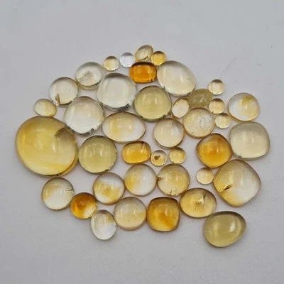 Lote de 38 piedras sueltas de cabujón mezcla citrino natural 5-20 mm 143 CT Foto 1 de 3