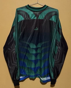 Vintage Puma Goalkeeper Jersey Padded Sleeves Blue Green Soccer - Mens Size XL - Picture 1 of 3