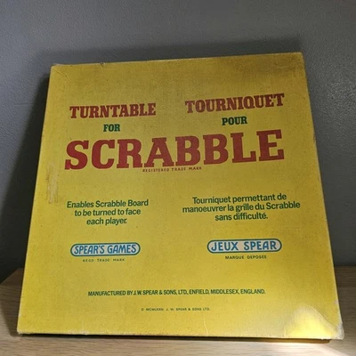 Vintage SCRABBLE TURNTABLE Deluxe Spear’s 1973 BOARD GAME IN Original Box - Image 1 of 4