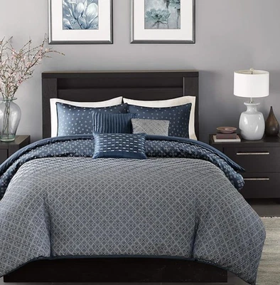 Madison Park Biloxi Geometric Jacquard 6-Pc. Duvet Cover Set King Cal King New - Image 1 of 4