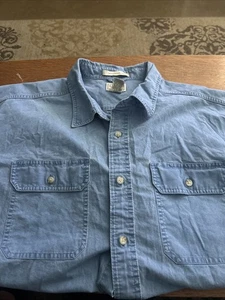 Men’s XXL Ll Bean Chambray  Short Sleeve Button Down Blue ￼ - Picture 1 of 3