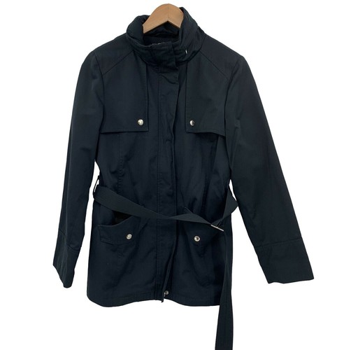 MICHAEL KORS trench misto cotone giacca con cappuccio e cintura foderato blu navy piccolo