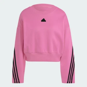 Adidas Future Icon Three Stripes Crew Sweatshirt Pink Fusion - Size S - Picture 1 of 4