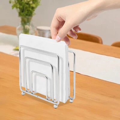 Porta servilletas diseño simple porta servilletas de metal soporte de decoración vertical plateado Foto 1 de 4
