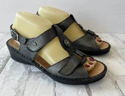 Finn Comfort Adana Gray Leather Slingback Sandals Size 5.5 US 8 - Image 1 of 4