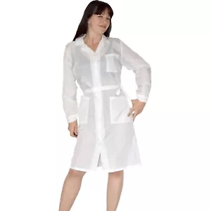 Raschelig weiße NYLON Kittelschürze* M-L * Frisör DDR Retro Vintage Kleid* Arzt - Bild 1 von 5