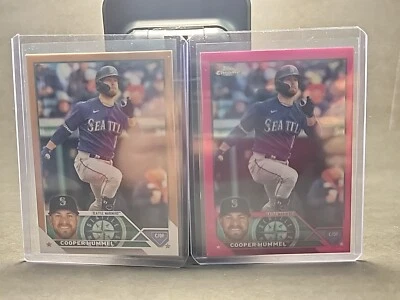 2- Cooper Hummel -(1) 2023 Topps Gold /2023, (1) 2023 Chrome Pink /399  Mariners - Image 1 of 4