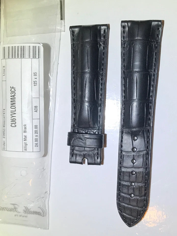 正品 BREGUET MARINE XXI 手表表带 黑色鳄鱼 全新 24 毫米 正品 — 第 1/4 张图片