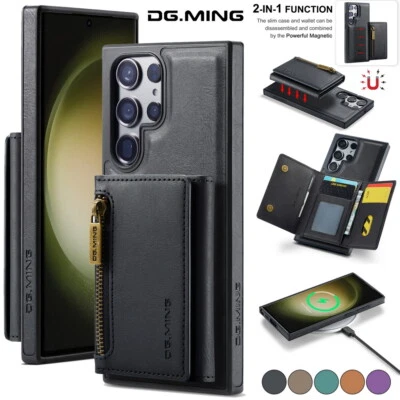 Detachable Leather Wallet Card Slot Case Cover For Samsung S24 S23 S22 S21 Ultra - Image 1 of 4