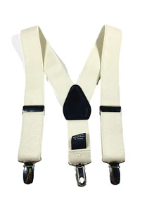 22-Inch Children Elastic and Adjustable Suspenders, Ivory - Picture 1 of 4