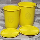 Tupperware Canister Set Of 2 With Lids Yellow 809-13 & 811-14 Vintage Nesting