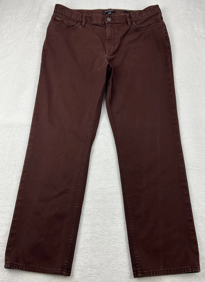 Pantalones de mezclilla Banana Republic Traveler calce ajustado para hombre 36x29 quemado ámbar 5 bolsillos preppy Foto 1 de 4