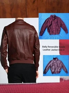 Bally Reversible Suede Leather Bomber Jacket Size 8 - Picture 1 of 12