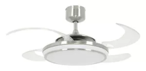 Fanaway Evo1 Prevail LED Ceiling Fan Lighting Retractable Blade Brushed Chrome - Picture 1 of 12
