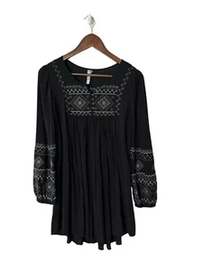 Monoreno Black Embroidered Long Sleeve Boho Dress Size small tunic - Picture 1 of 3