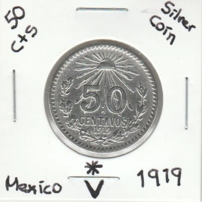 Mexico: $ 50 Cts Super Nice Silver Coin Year " 1919 " - Image 1 of 2
