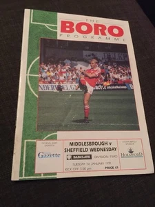 Middlesbrough V Sheffield Wednesday 1991 Soccer/football Programme - Picture 1 of 2