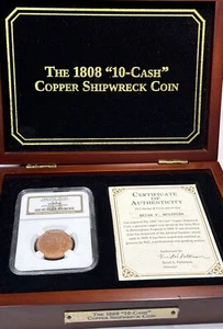 1808 Admiral Gardner Shipwreck 10 Cash NGC Genuine Coin India Madras Presidency - Picture 1 of 9