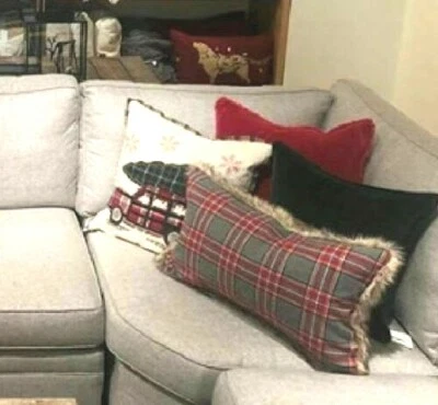 Pottery Barn Plaid Pillow Sham Disney Holiday fur ski lodge Christmas 16x26  , - Image 1 of 4