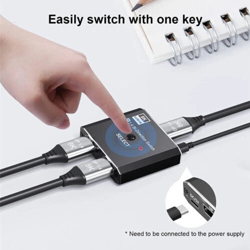 Hot HD Bidirektionaler Splitter Umschalter KVM 2X1 1X2 8K 4K DP 1.4 Displayport Sw - Bild 1 von 4