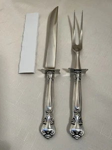 Gorham Chantilly Sterling Roast Carving Fork & Knife Set - No Monogram - Picture 1 of 4