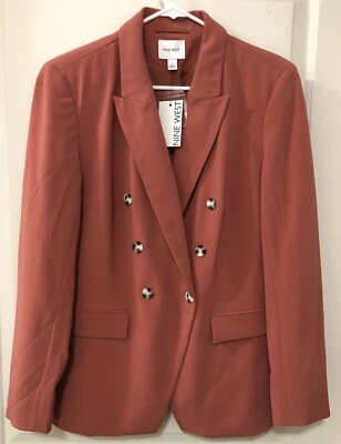 Chaqueta Blazer Para Mujer L Nine West Forrada Malva Doble Pecho Nueva con Etiquetas Foto 1 de 4